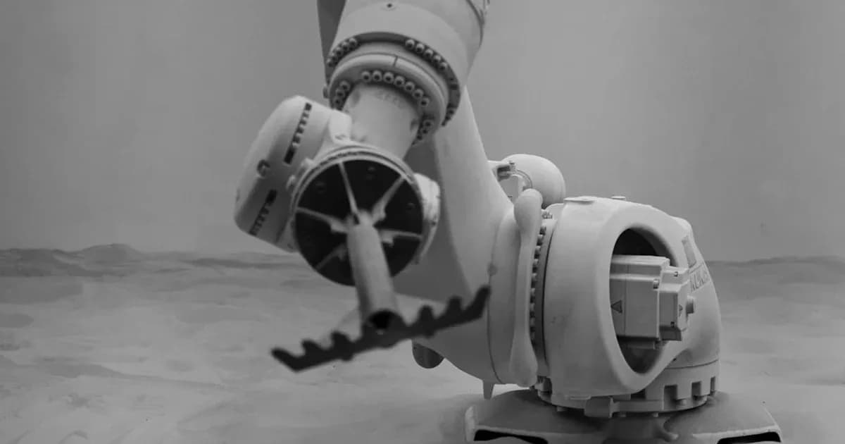Robotic arm with pincers in a dusty environment