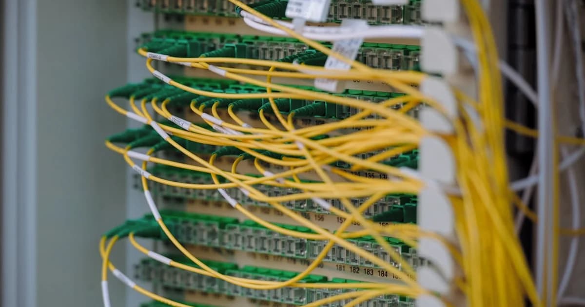 Yellow and green cables are neatly connected.