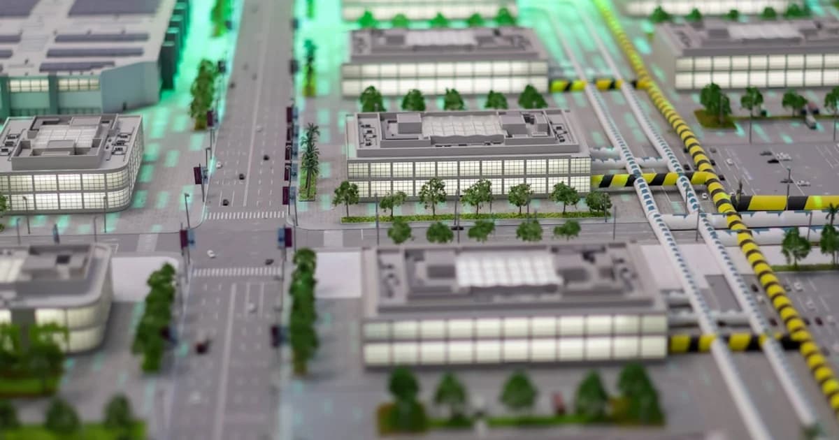 Architectural model of a modern city district